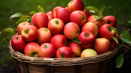 Naklejka na ściany i meble Organic apples in the basket