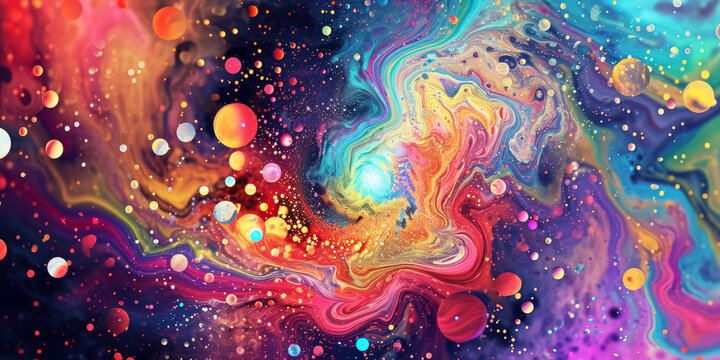 Neon Galaxy Swirl Abstract.
Swirling neon colors evoke a galaxy in this abstract artwork.