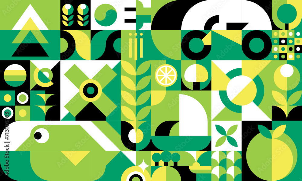 Poster geometric green pattern and abstract background, vector mosaic geometry banner or poster. geometric 