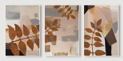 AI generated illustration of a beautiful triptych in pastel colors - obrazy, fototapety, plakaty