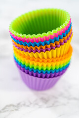New cupcake liners on the kitchen counter
