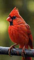 There is a red cardinal sitting on tree.