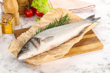 Raw seabass fish for cooking