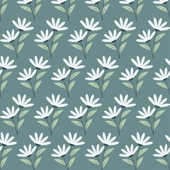 Pattern of white flowers on dark backgrounds