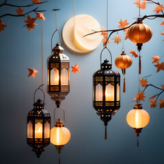  traditional lanterns lanterns with the ramadan moon