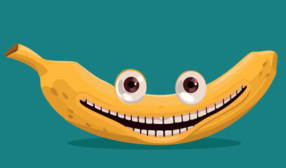 Cartoon banana with a smile