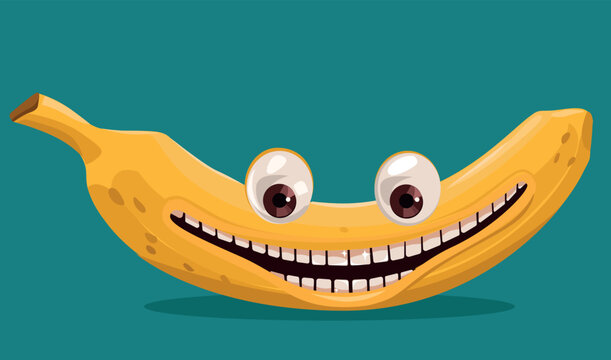 An image of a banana with a smiley face
