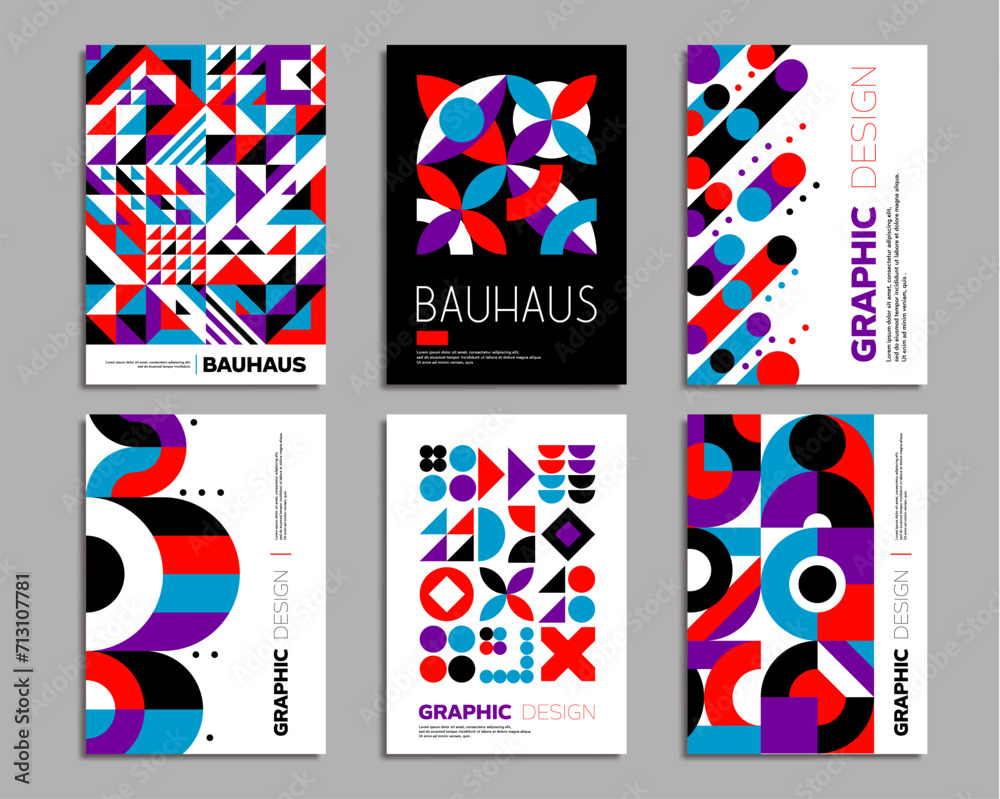 Aufkleber Geometric posters templates. abstract background patterns. Event flyer design layout, business presentation vector poster, company promo leaflet with Geometric abstract geometrical pattern
