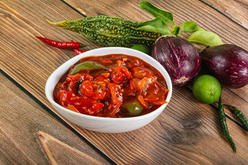 Asian cuisine - prawn in hot garlic sauce