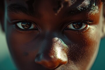 A close-up shot of a child's face with adorable freckles. Perfect for portraying innocence and youthfulness. Ideal for use in children's books, educational materials, and advertisements