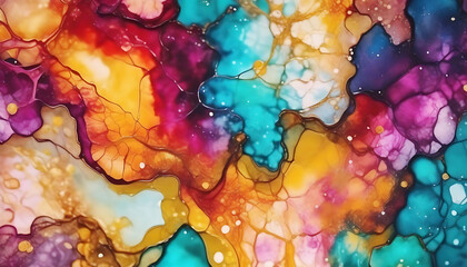 Colorful alcohol ink abstract background.