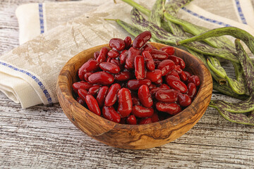 Baked red canned bean in the bowl
