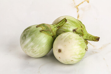 Raw green round eggplant vegetable
