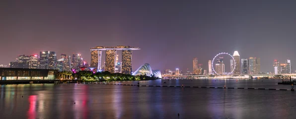 Papier Peint photo autocollant Helix Bridge Tourists in the city park of singapore at night, landscape marina bay in Singapore city.
