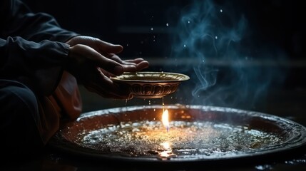 Muslim women wearing hijabs praying inside a beautiful and spacious mosque, islamic Background and wallpaper