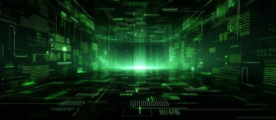 Fototapeta na wymiar Futuristic Cyber Data Core with Luminous Green Light