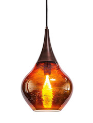 Modern amber  pendant ceiling lamp isolated on transparent background, no background, cutout. Interior design concept. 