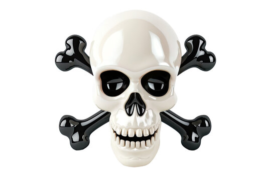 Pirate skull and bones in cartoon style with transparent background