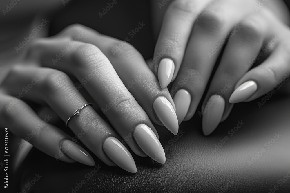 Poster a close-up view of a person's hand with a ring on it. this image can be used to symbolize love, comm