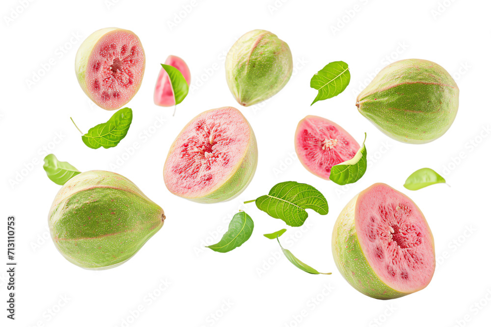 Wall mural isolated collection of fresh, ripe vegetables and guava fruits