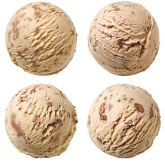 Set of Hazelnut ice cream ball Isolated on white background - obrazy, fototapety, plakaty