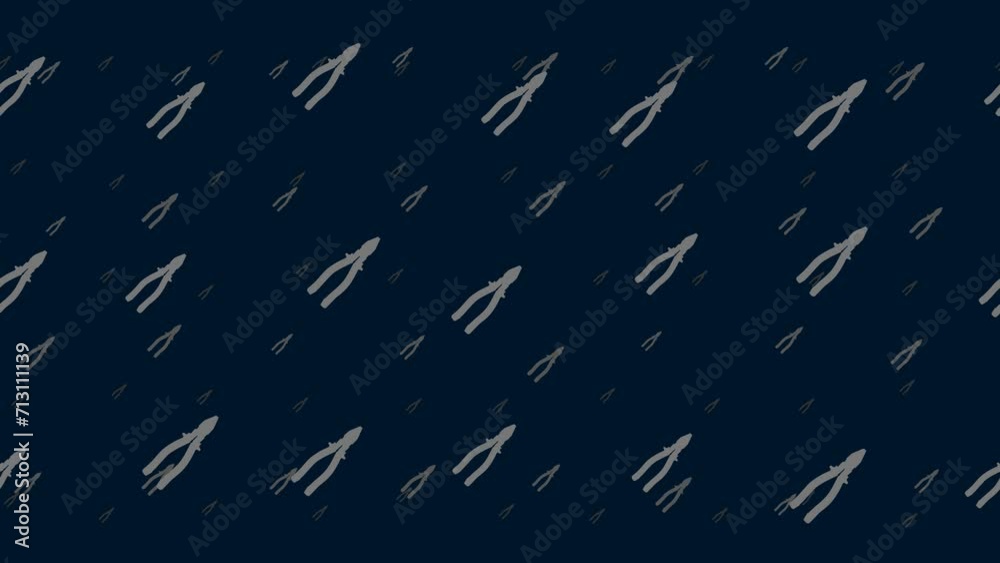 Poster pliers symbols float horizontally from left to right. parallax fly effect. floating symbols are loca