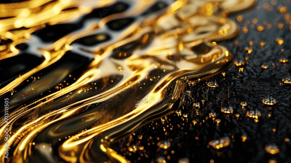 Aufkleber A detailed view of a liquid on a surface. This image can be used to illustrate concepts related to fluids, spills, chemistry, or scientific experiments