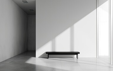 Minimalist Interior Design With Bench and Sunlight in a Modern Room