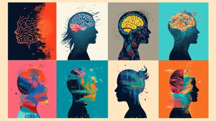 Develop a series of images for a social media campaign on Mental Health Awareness, each image showcasing a different aspect of mental well-being