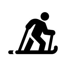 Cross-country skiing vector icon. Winter sport ski related stick man symbol - obrazy, fototapety, plakaty