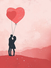 Minimalist Love Illustration for Valentine's Day with Simple Elegant Elements
