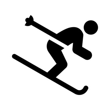 recommend clip art: Alpine skiing vector icon. Downhill slalom ski stick man symbol
