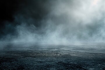 An image of an empty concrete floor with smoke rising from it. This versatile picture can be used to depict mystery, danger, or an industrial setting