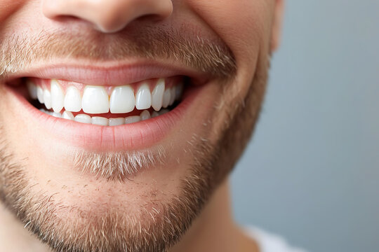 ide shot with copy space on men perfect teeth smile
