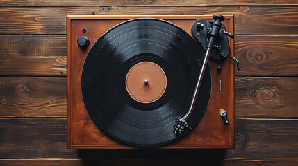 top view of a retro vinyl record player