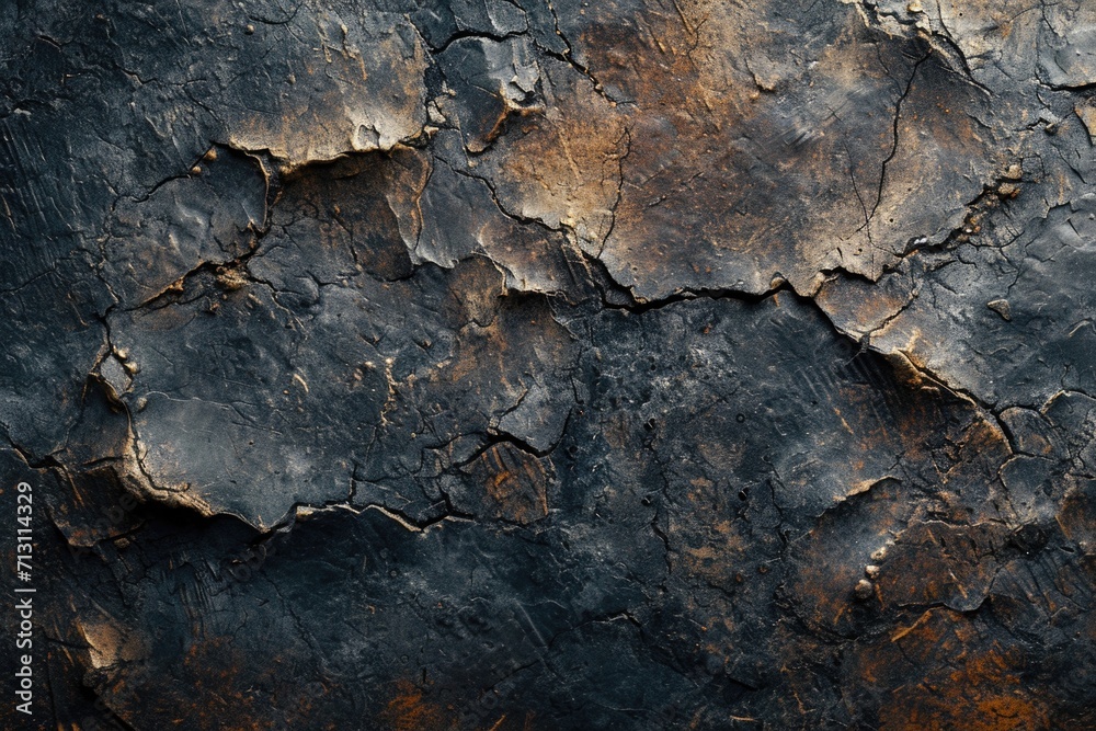 Poster A close-up view of a cracked surface on a wall. This image can be used to depict decay, deterioration, or as a texture background for various design projects