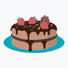 Chocolate cake illustration, delicious, bakery