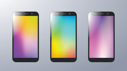 Set of Realistic Smartphones with Colorful Screens