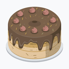 Chocolate cake illustration, delicious, bakery