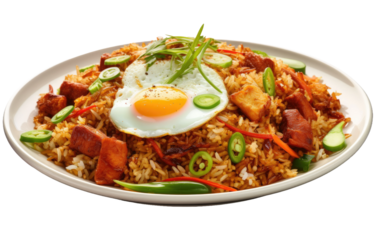 Exhibition Featuring Nasi Goreng Recipe Cookbook on White or PNG Transparent Background.