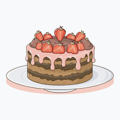 Chocolate cake illustration, delicious, bakery