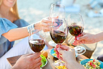 Summer picnic with red wine
