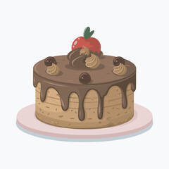 Chocolate cake illustration, delicious, bakery
