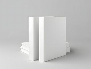 3D empty white books mockup