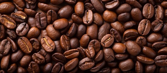 Obraz premium Close-Up of Roasted Coffee Beans Texture