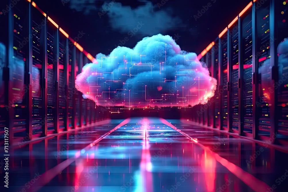 Poster technology networking and digital communication in business with cloud computing concept web storage