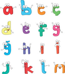 Fototapeta premium Colorful children's alphabet. Merry alphabet part one. Turkish letters.