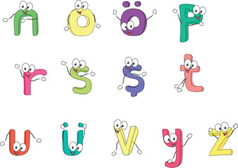 Colorful children's alphabet. Merry alphabet part two. Turkish letters.