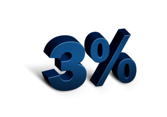 Three percent 3D text in Blue Color And Blue Lines, number 3% Blue color for sale discount, sale product, report, progress, transparent, PNG
