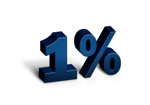 One percent 3D text in Blue Color And Blue Lines, number 1% Blue color for sale discount, sale product, report, progress, transparent, PNG - Powered by Adobe